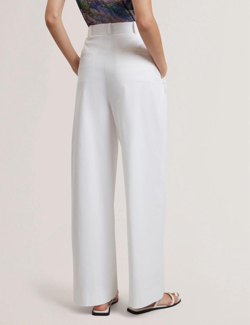 White Women Ted Baker ZOZIA - Pleated High Waist Wide Leg Trousers | SA  FEY-678491