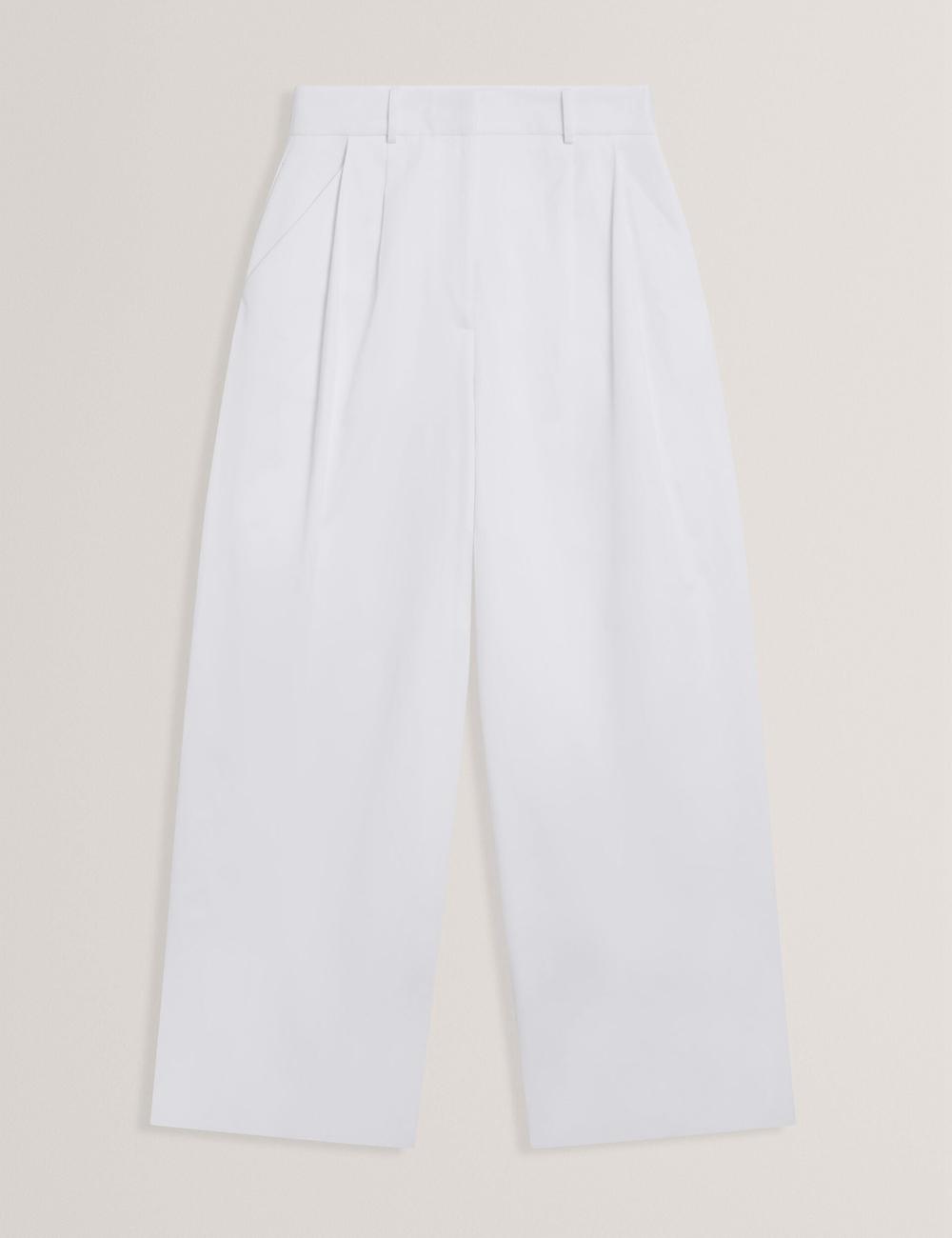 White Women Ted Baker ZOZIA - Pleated High Waist Wide Leg Trousers | SA  FEY-678491