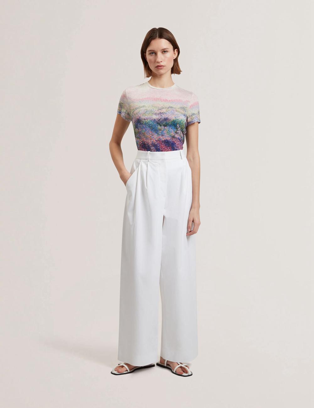 White Women Ted Baker ZOZIA - Pleated High Waist Wide Leg Trousers | SA  FEY-678491
